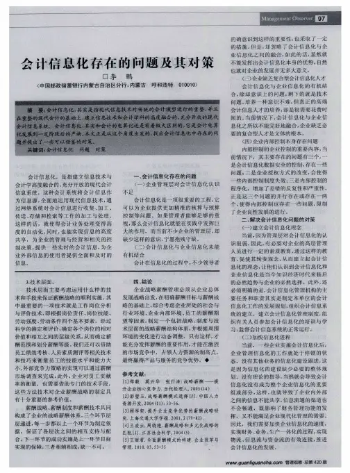 会计信息化存在的问题及其对策