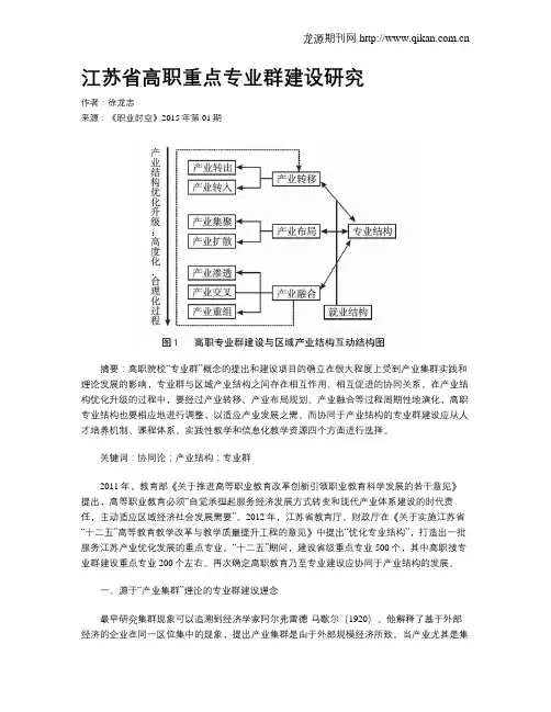 江苏省高职重点专业群建设研究