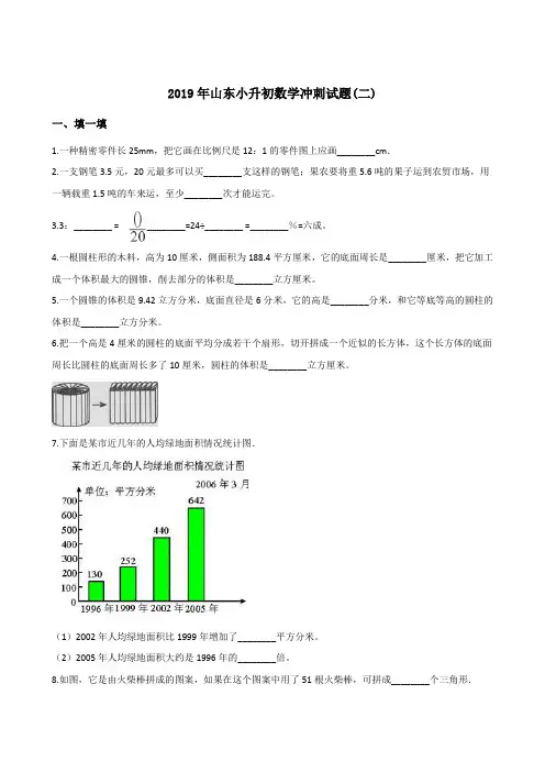 六年级下册试题-小升初数学考前冲刺试题(二) 2019年山东 全国通用(含答案)