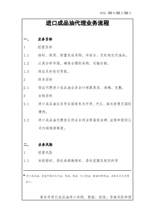 进口成品油代理业务流程