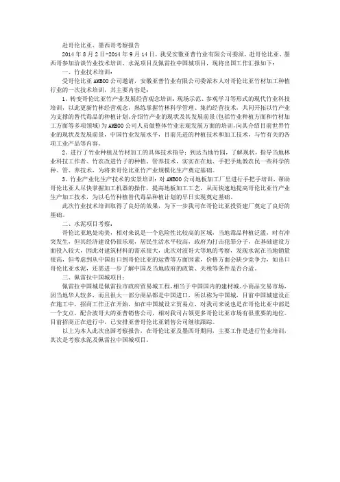 外出考察报告