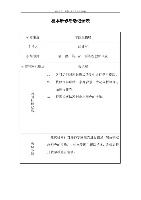 校本研修活动记录表 3