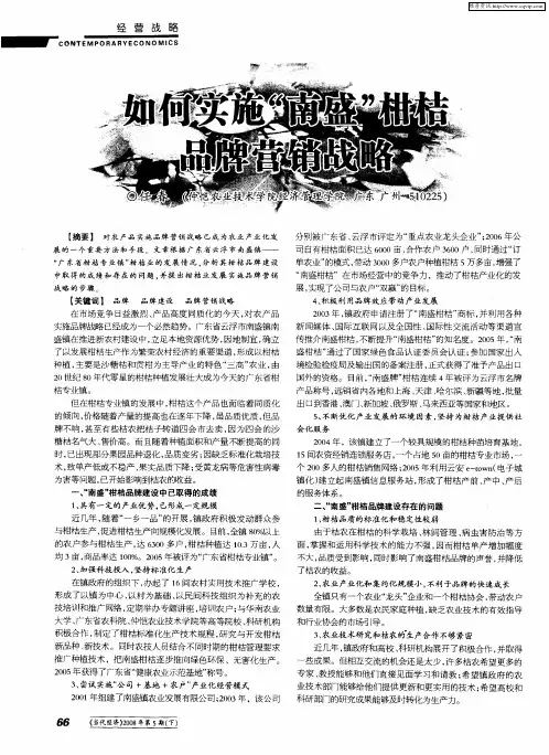 如何实施“南盛”柑桔品牌营销战略