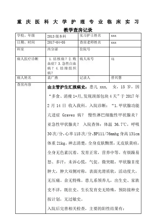 教学查房甲亢