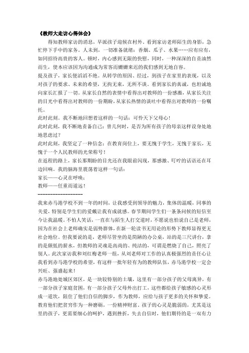 教师大走访心得体会
