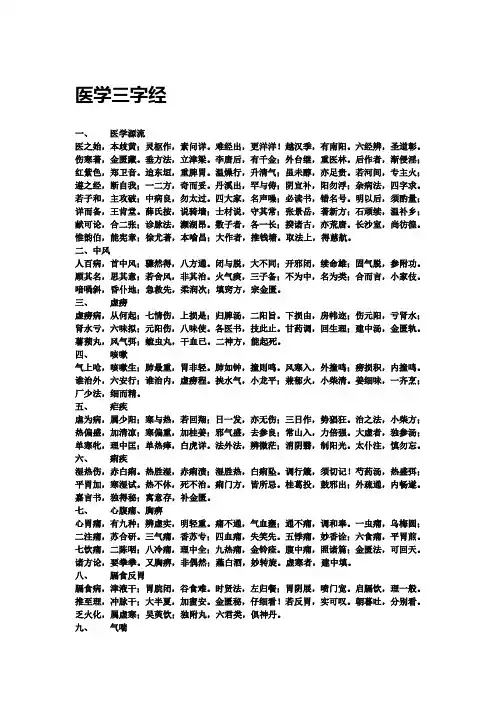医学三字经