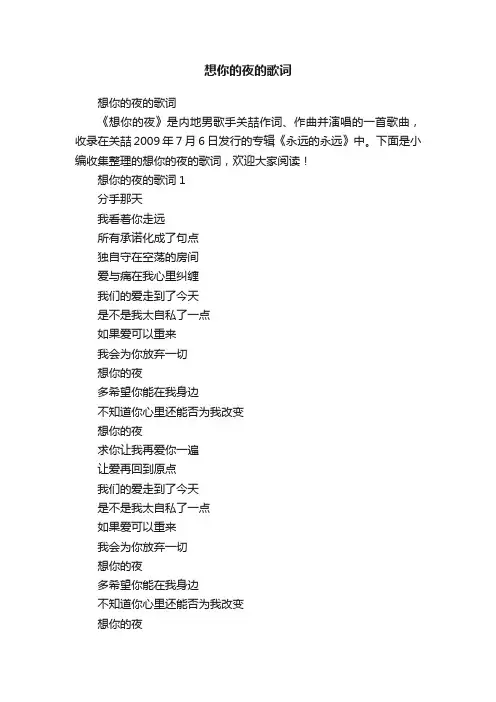 想你的夜的歌词