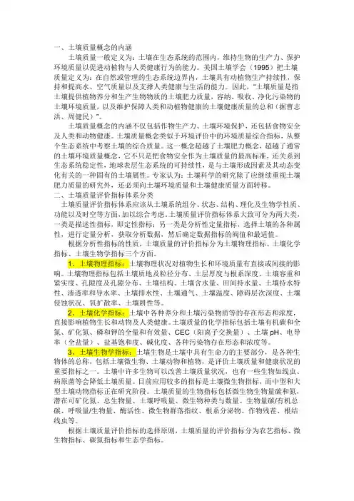 土壤质量评价指标