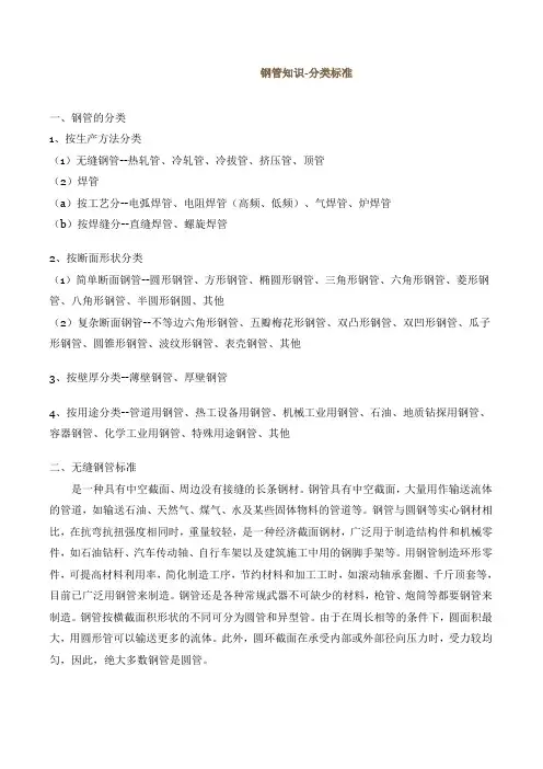 钢管分类标准