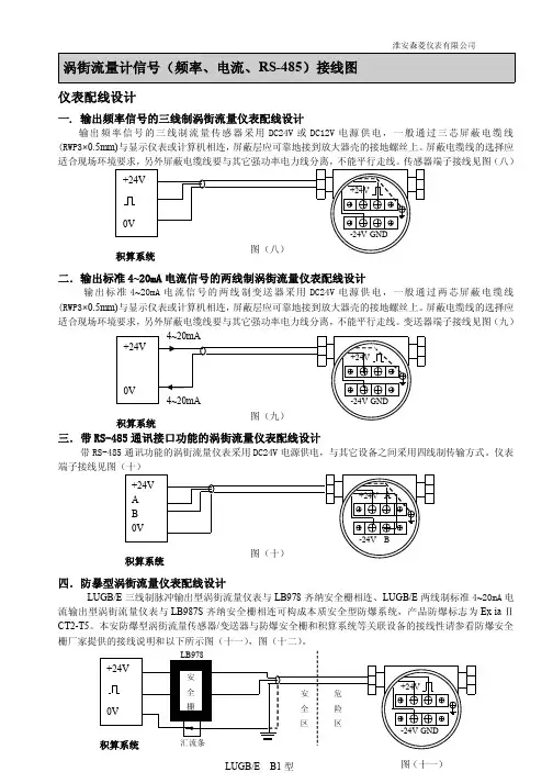 涡街流量计信号频率、电流、RS-485接线图pdf