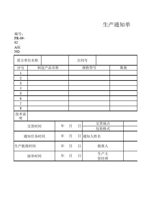 生产任务通知单