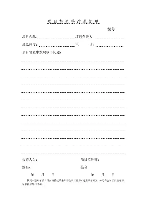 项目督查整改通知单