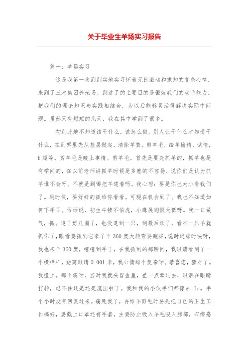 关于毕业生羊场实习报告