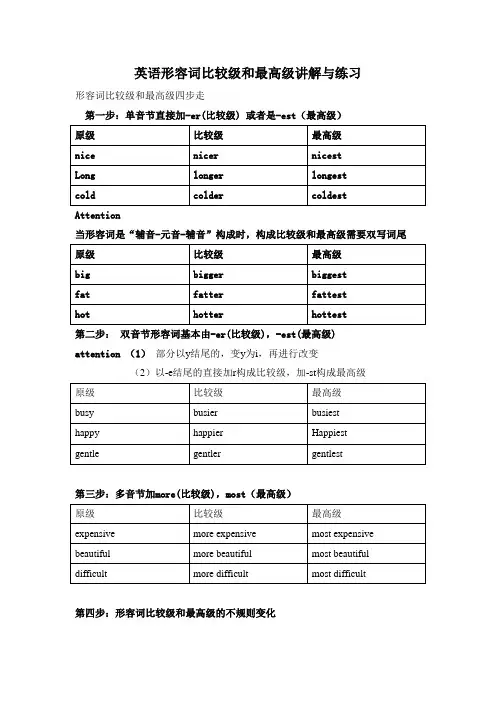 英语形容词比较级和最高级讲解