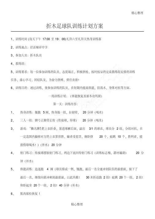 足球训练计划方案