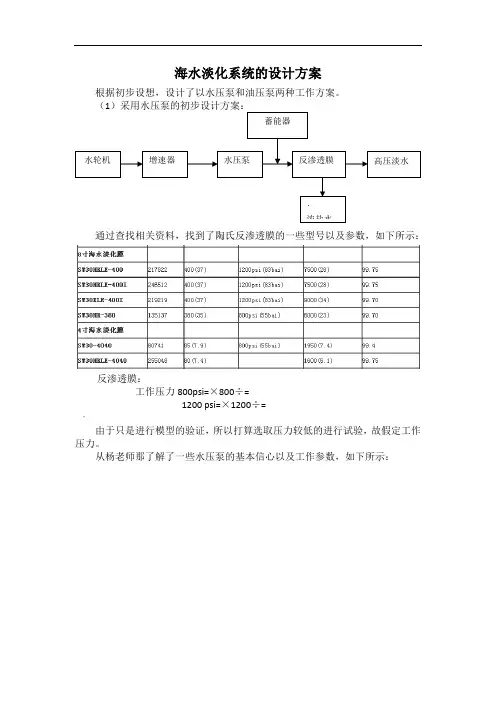 海水淡化系统设计方案