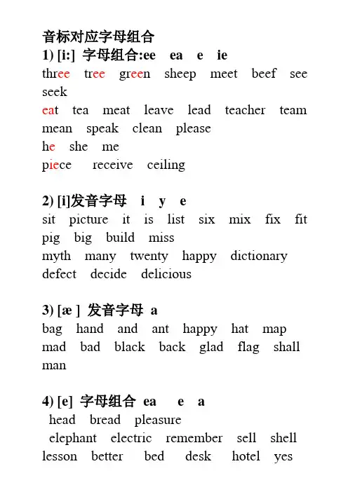 音标对应字母组合