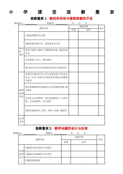 小学课堂观察量表