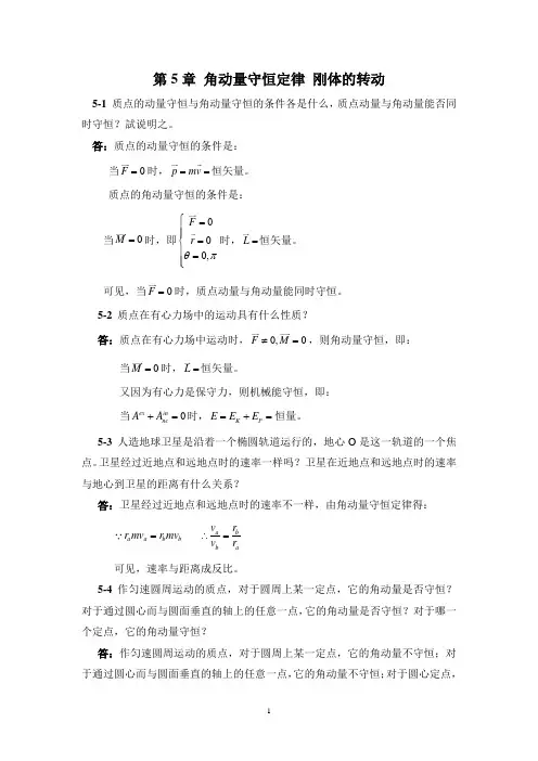 大学物理第5章 角动量守恒定律 刚体的转动