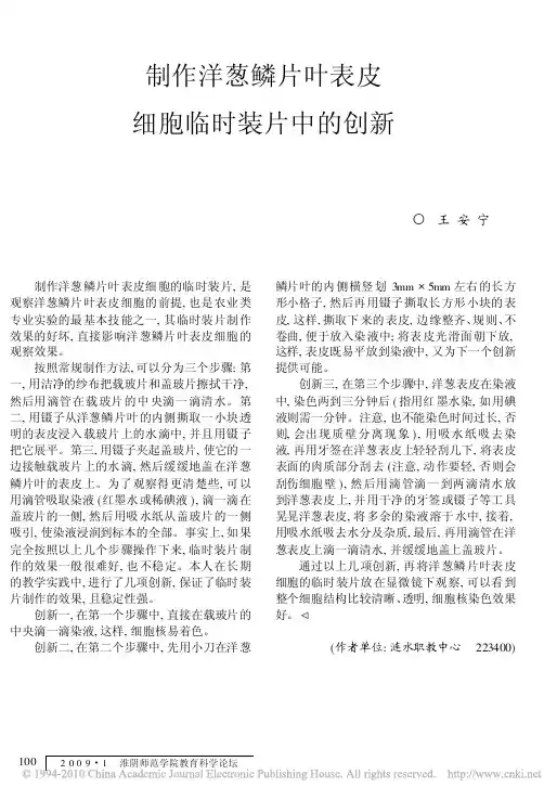 制作洋葱鳞片叶表皮细胞临时装片中的创新