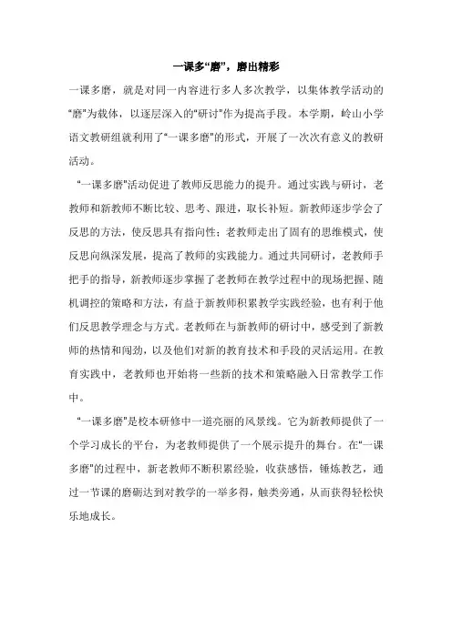 一课多“磨”,磨出精彩