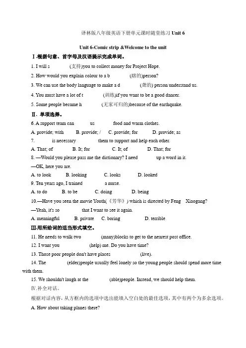八下英语_Unit 6 单元课时随堂练习(一)