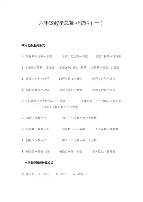 六年级数学总复习资料