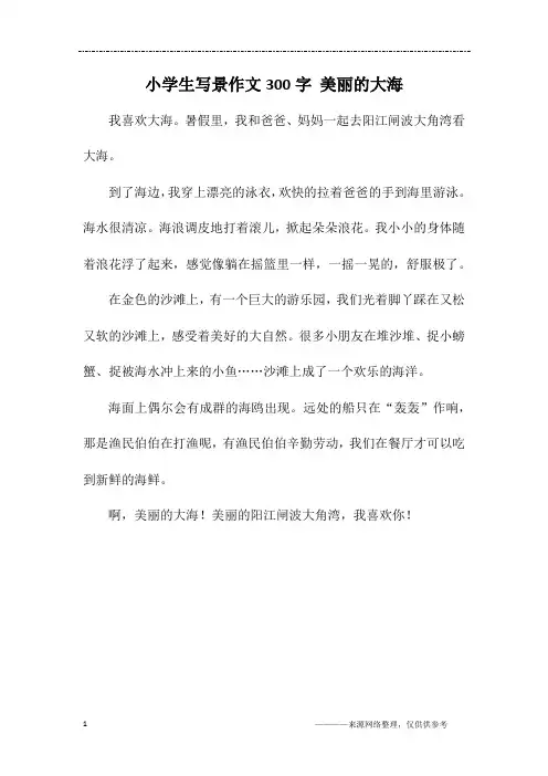 小学生写景作文300字 美丽的大海