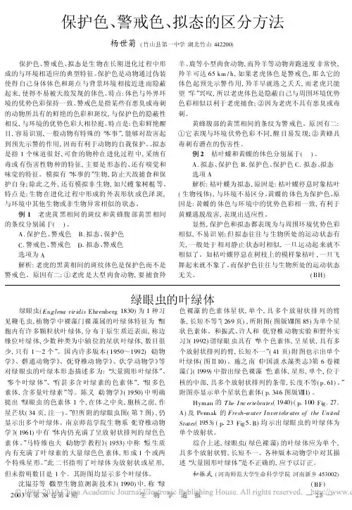 保护色_警戒色_拟态的区分方法