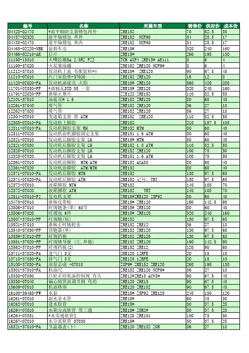 卡罗拉配件价格表