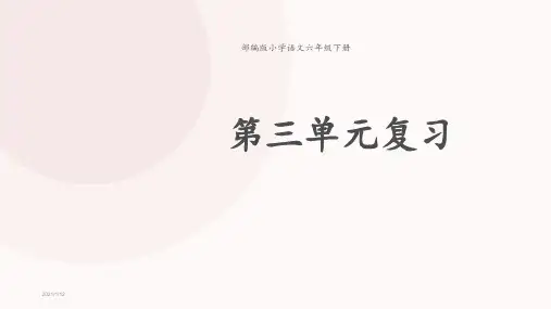 2020最新部编版小学语文六年级下册第三单元复习课件