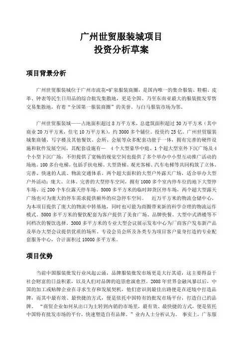 项目投资分析报告 2