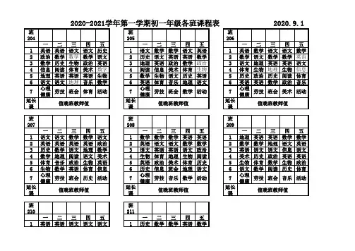 2019七年级课程表(最新)