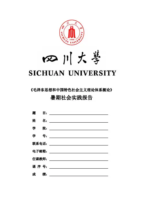 四川大学报告封面