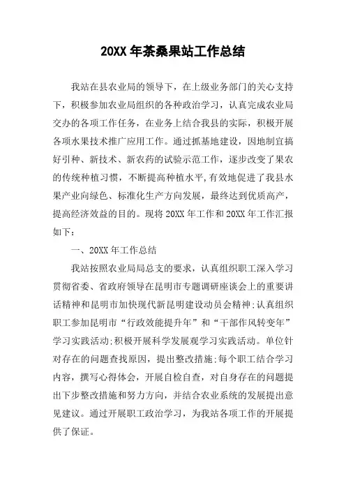 20XX年茶桑果站工作总结