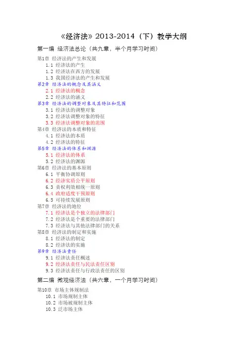 经济法大纲及重难点说明