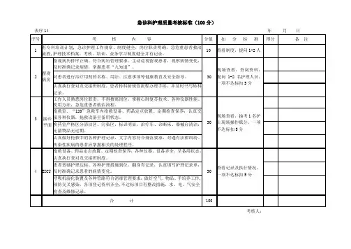 急诊科护理质量考核标准