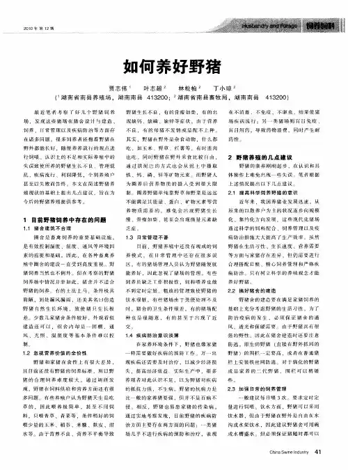 如何养好野猪