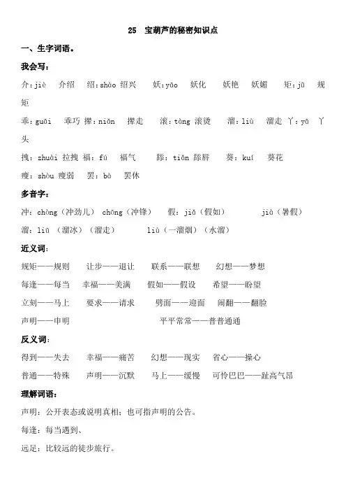 25  宝葫芦的秘密知识点