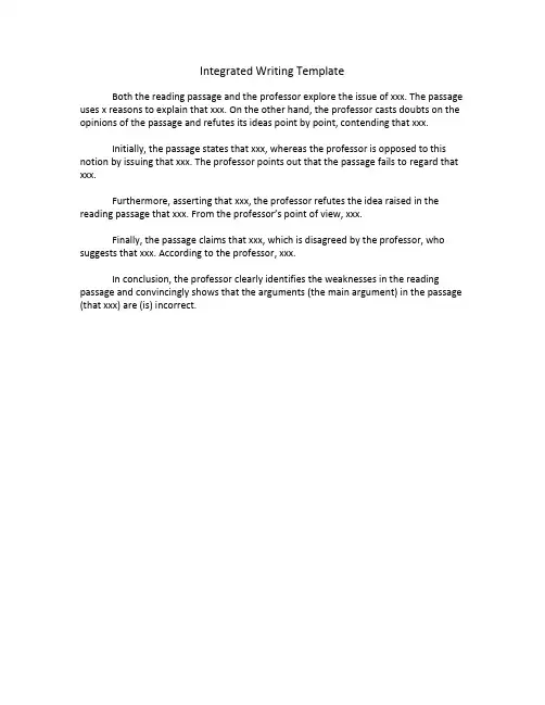 Integrated Writing Template 托福综合写作模板