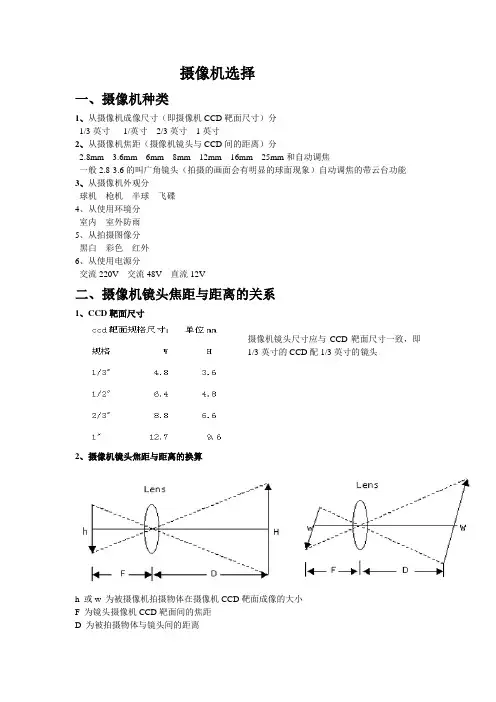 摄像机镜头选择