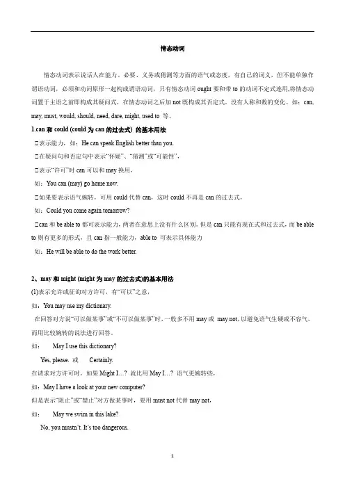 高考英语一轮复习语法：情态动词分类 -精华知识点复习