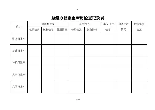 档案室库房检查记录表