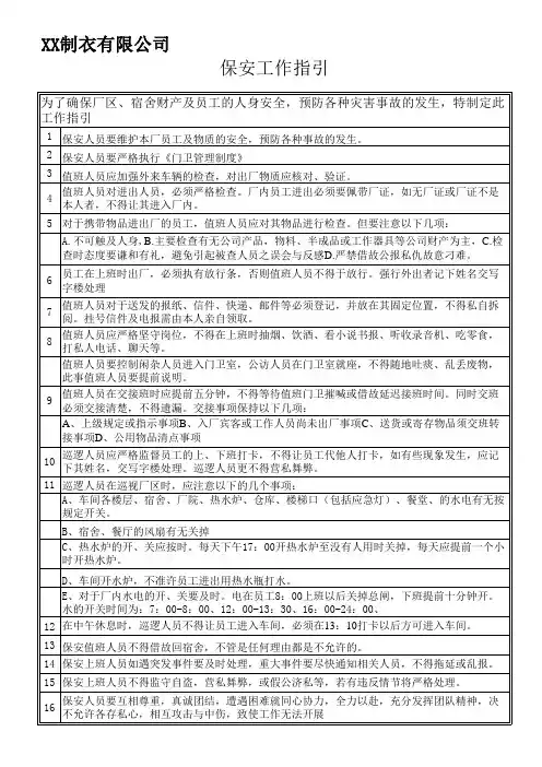 门卫工作指引