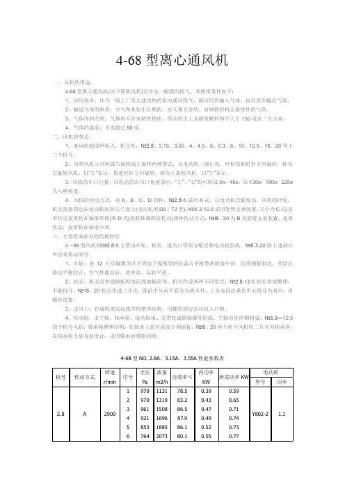 4-68型离心风机型号