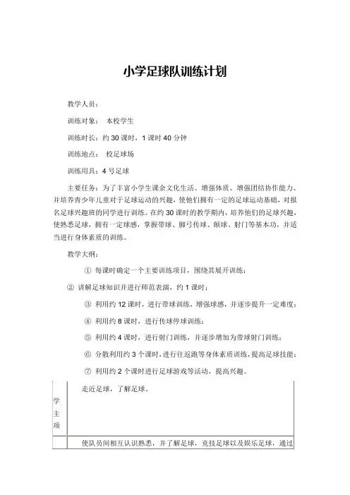 足球基本训练计划