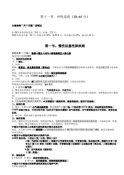 【VIP专享】简单易记的执业医师考试资料：呼吸系统(用心记住考点,必定能过!)