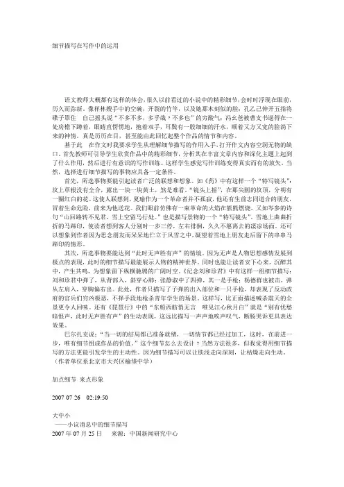 细节描写在写作中的运用