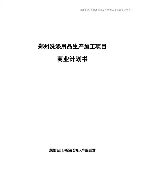郑州洗涤用品生产加工项目商业计划书