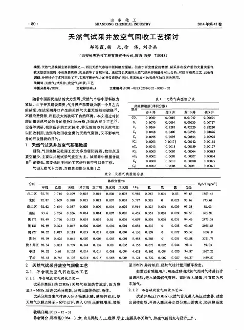 天然气试采井放空气回收工艺探讨